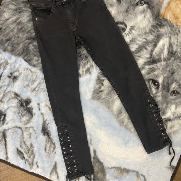 Black jeans tie bottoms - Picture 8 of 9